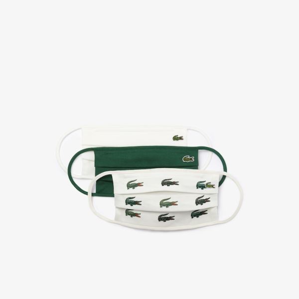 Lacoste L.12.12 Pack of 3 Face Masks in Cotton Dámské - Masky Zelene / Bílé | CZ-qedzkw